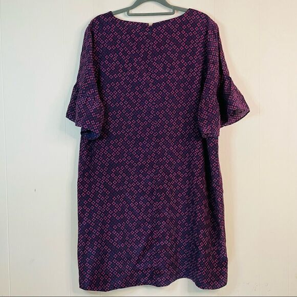 NWT - Madewell Silk Bell Sleeve Dress Painted Clover Purple - Picture 1 of 6